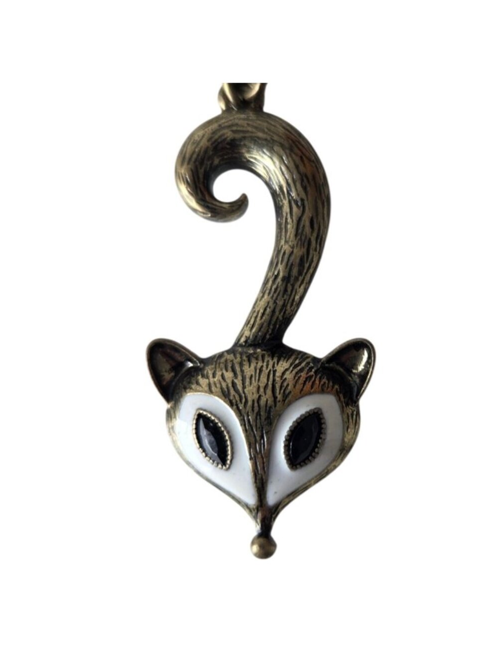 Fox Pendant Necklace Antique Brass Finish By ZAD 29" Chain Unique Animal Design